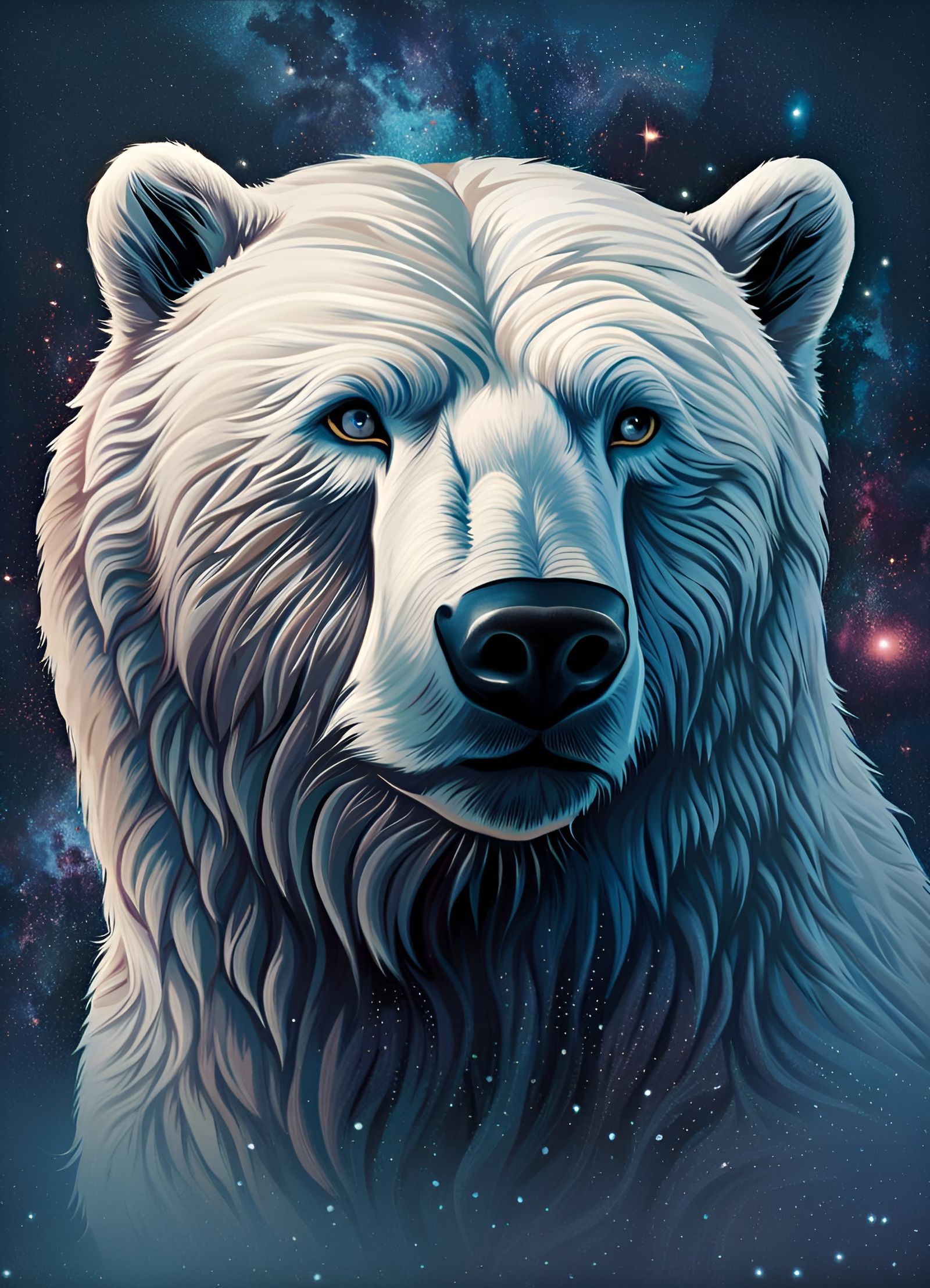 Hyperrealistic Polar Bear Portrait in Abstract Style