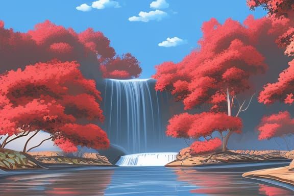 Autumn River in Detailed Impasto Style