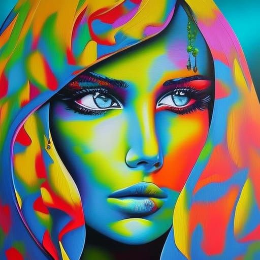 Sad Girl in Graffiti Street Art Style