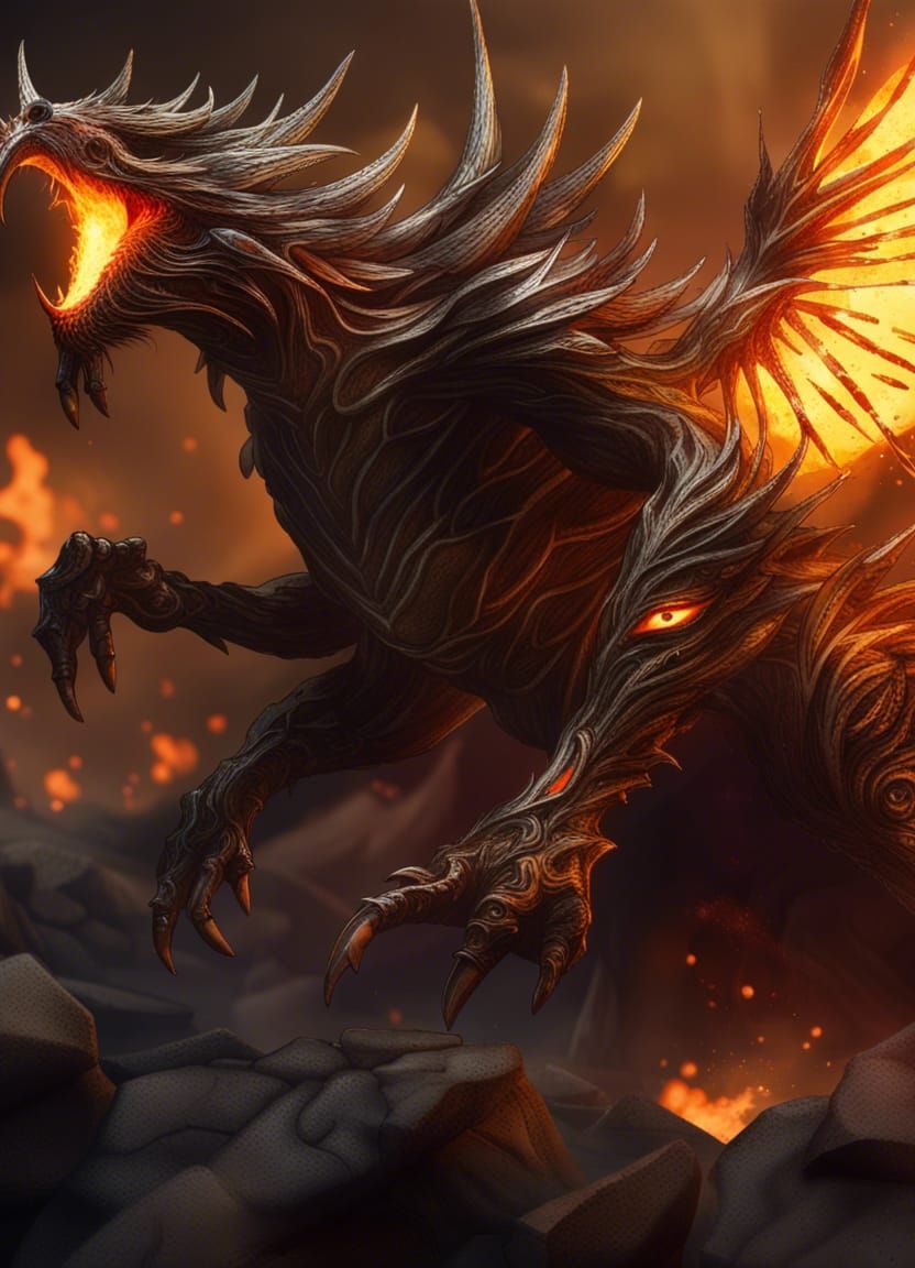 Apocalyptic Fire Genasi in Gothic Fantasy Art