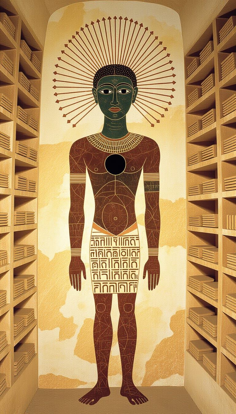 Ancient Cave Painting of Mystical Figure