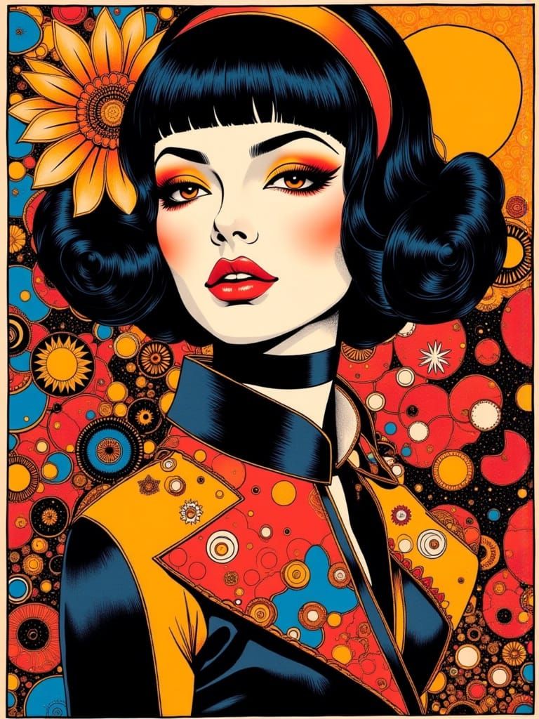 Mod Fashion Icon in Psychedelic Pop Art