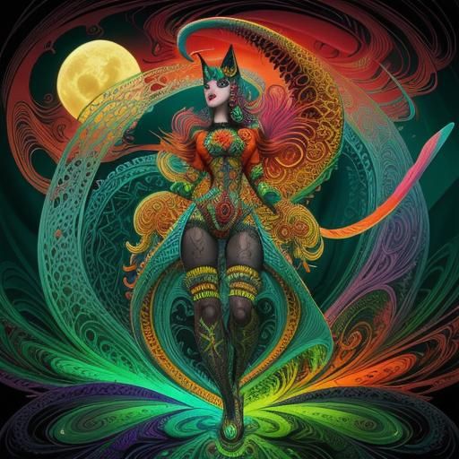 Psychedelic Drag Race Driver with Fractal Patterns