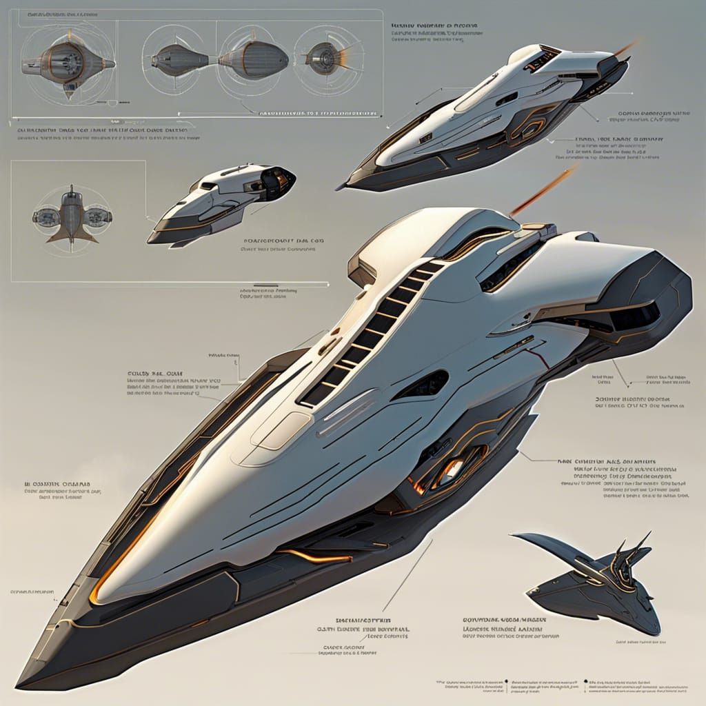 Futuristic Sci-Fi Starship with Laser Cannons