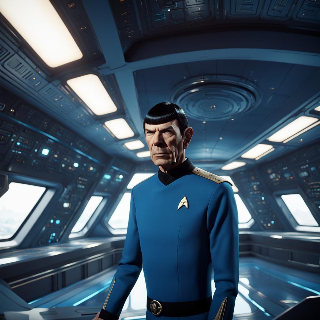 Spock on Enterprise Bridge in Detailed Matte Painting
