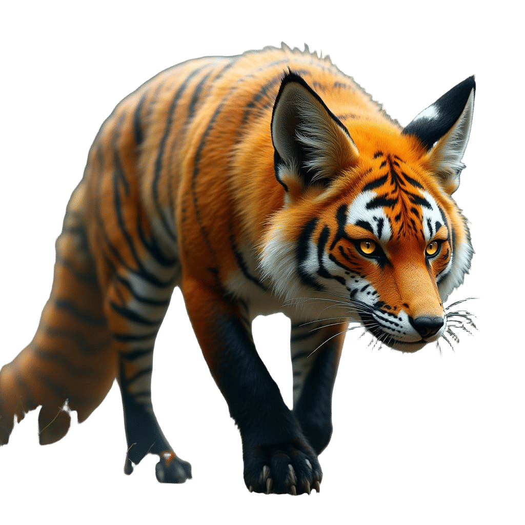 Majestic Fox-Tiger Hybrid with Heightened Senses