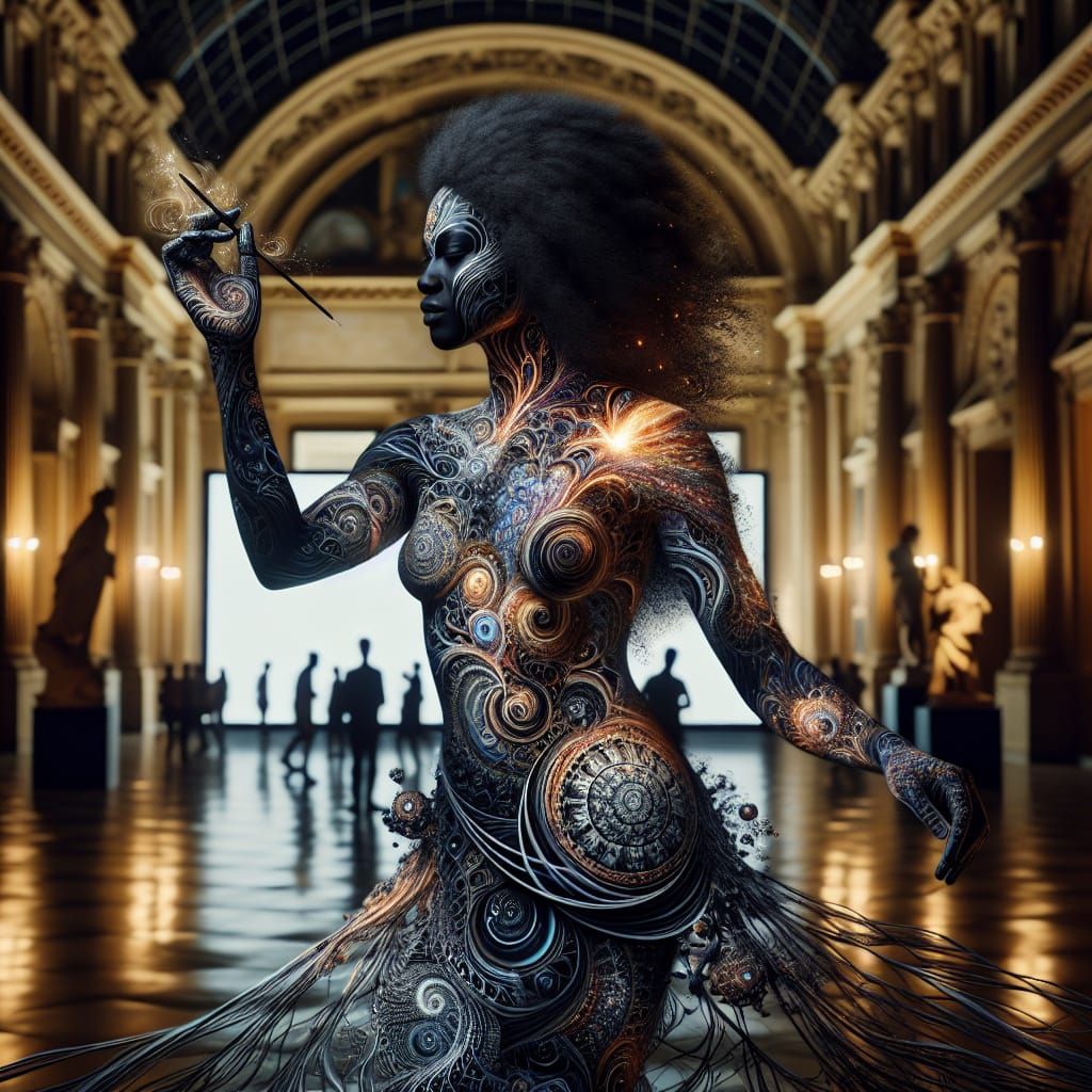 Afrofuturist Body Art at the Louvre: 8K Concept