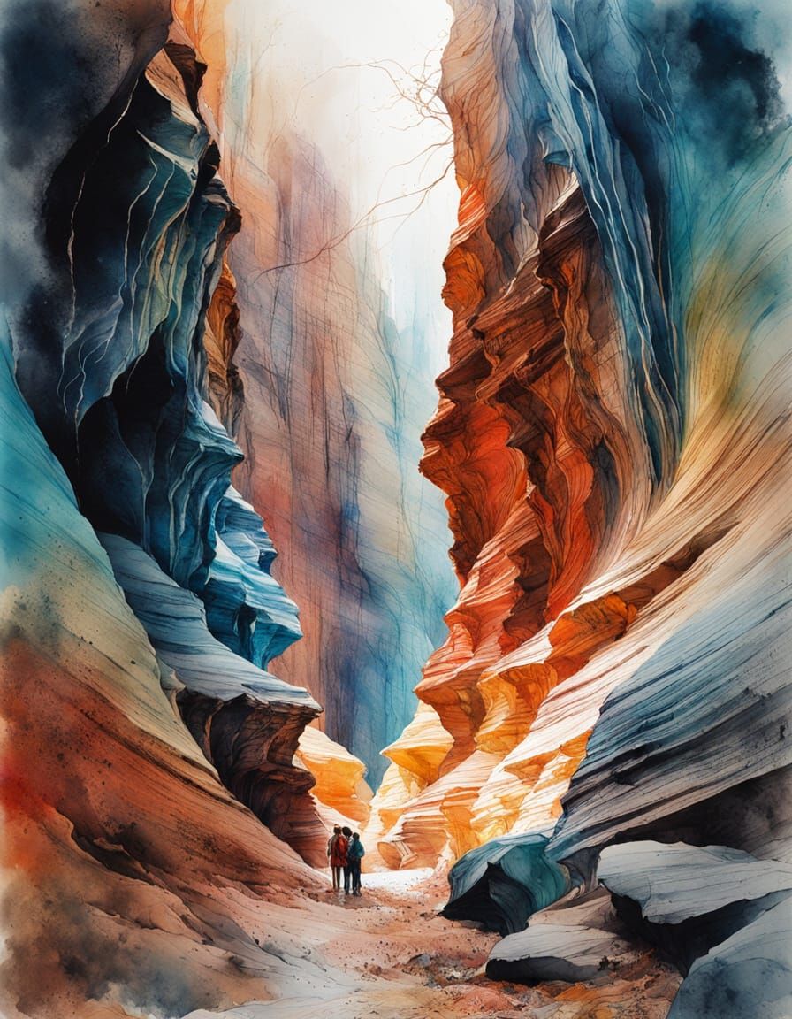 Dreamlike Watercolour Art of Upper Antelope Canyon