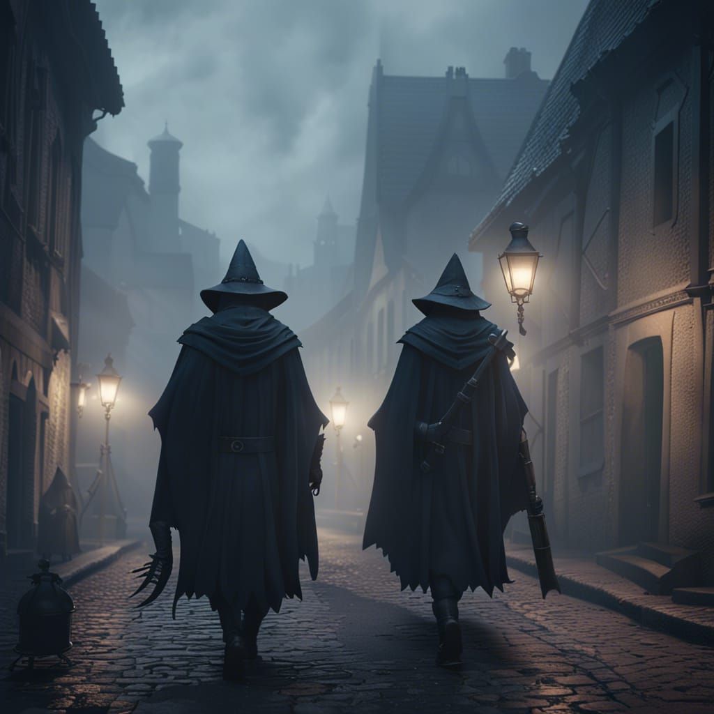 Plague Doctors in Foggy Streets: 3D Game Cinematic