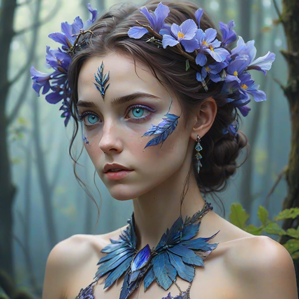 Ethereal Elf Maiden with Majestic Horns and Nature-Inspired ...