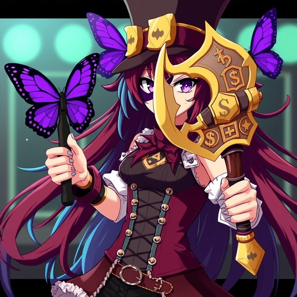 Mystical Anime Girl Controlled by Enchanted Butterfly in Nis...