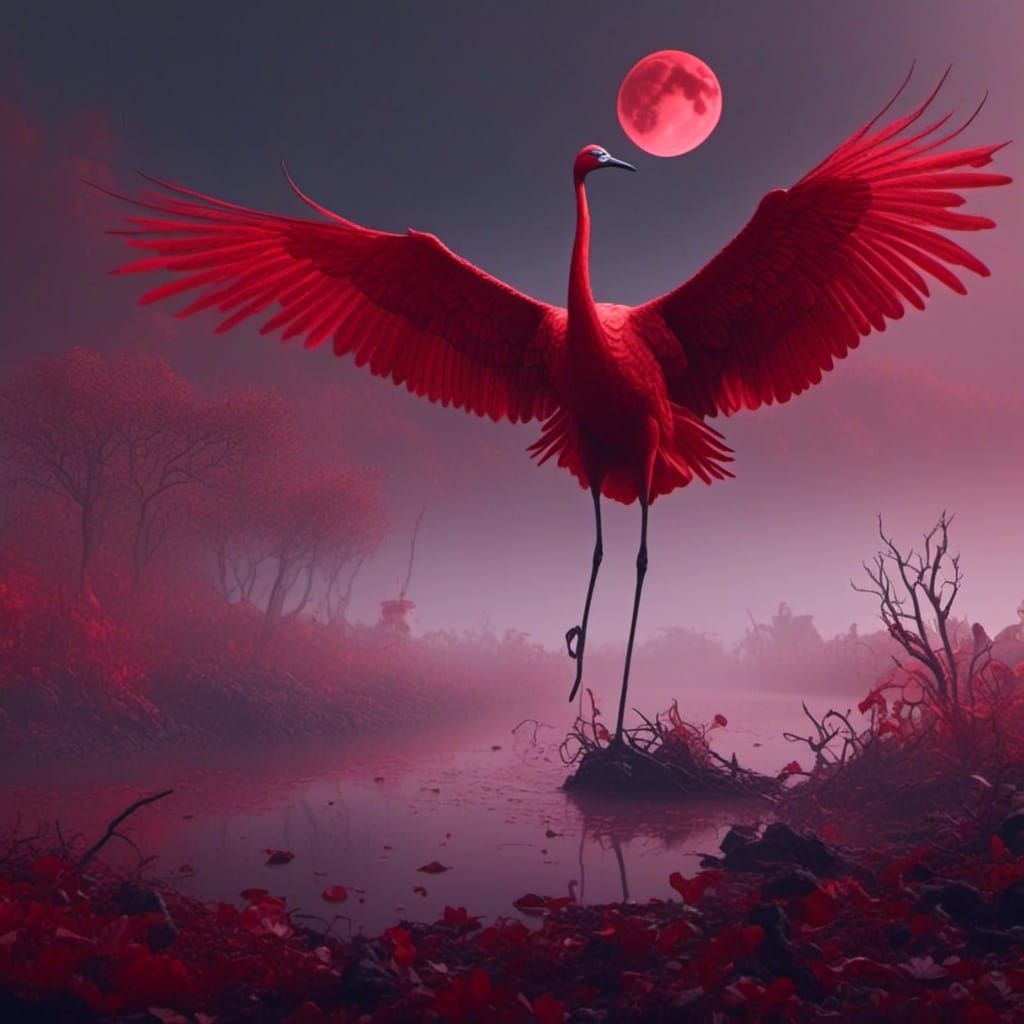 Red crane