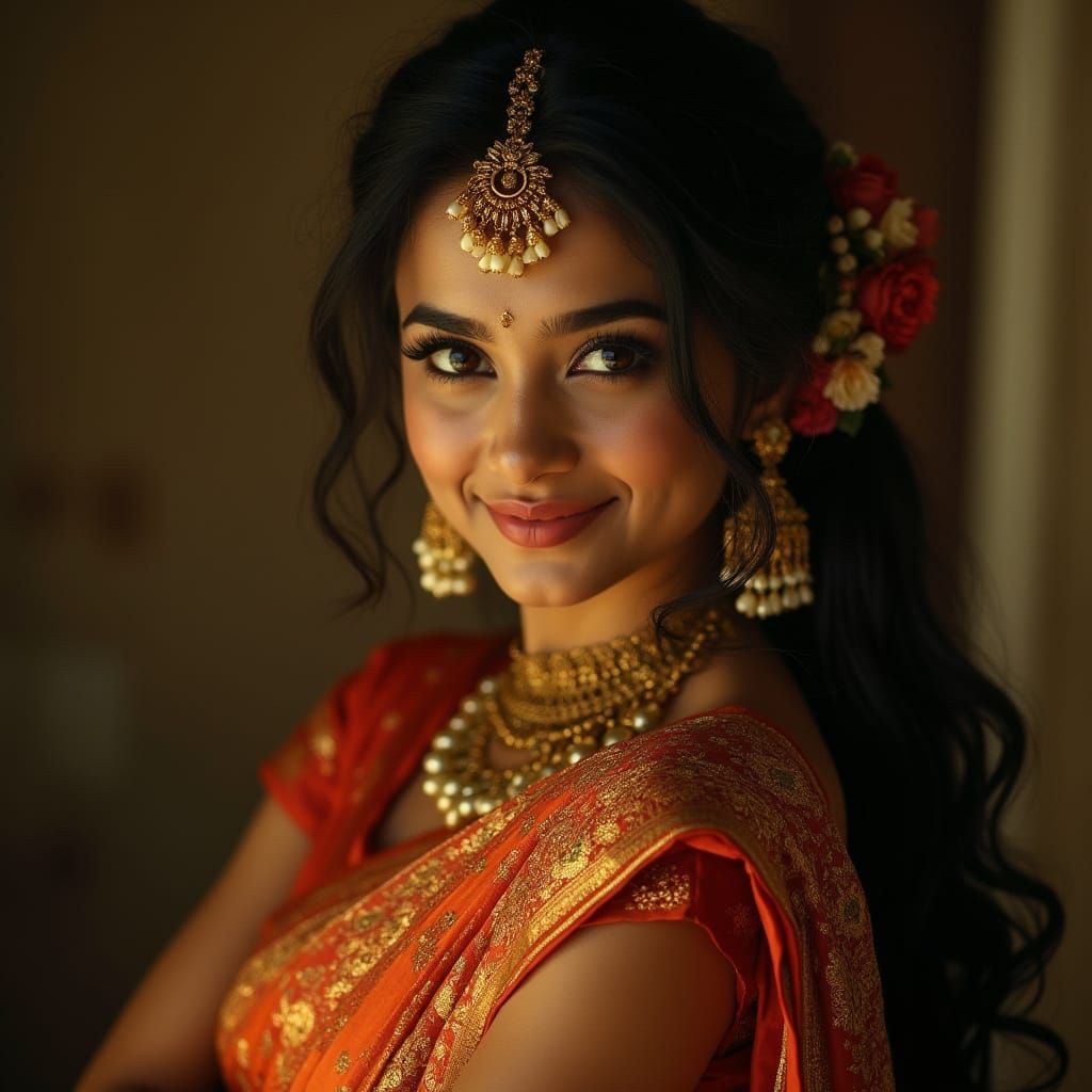 Exotic Indian Beauty in Vintage Cinematic Style