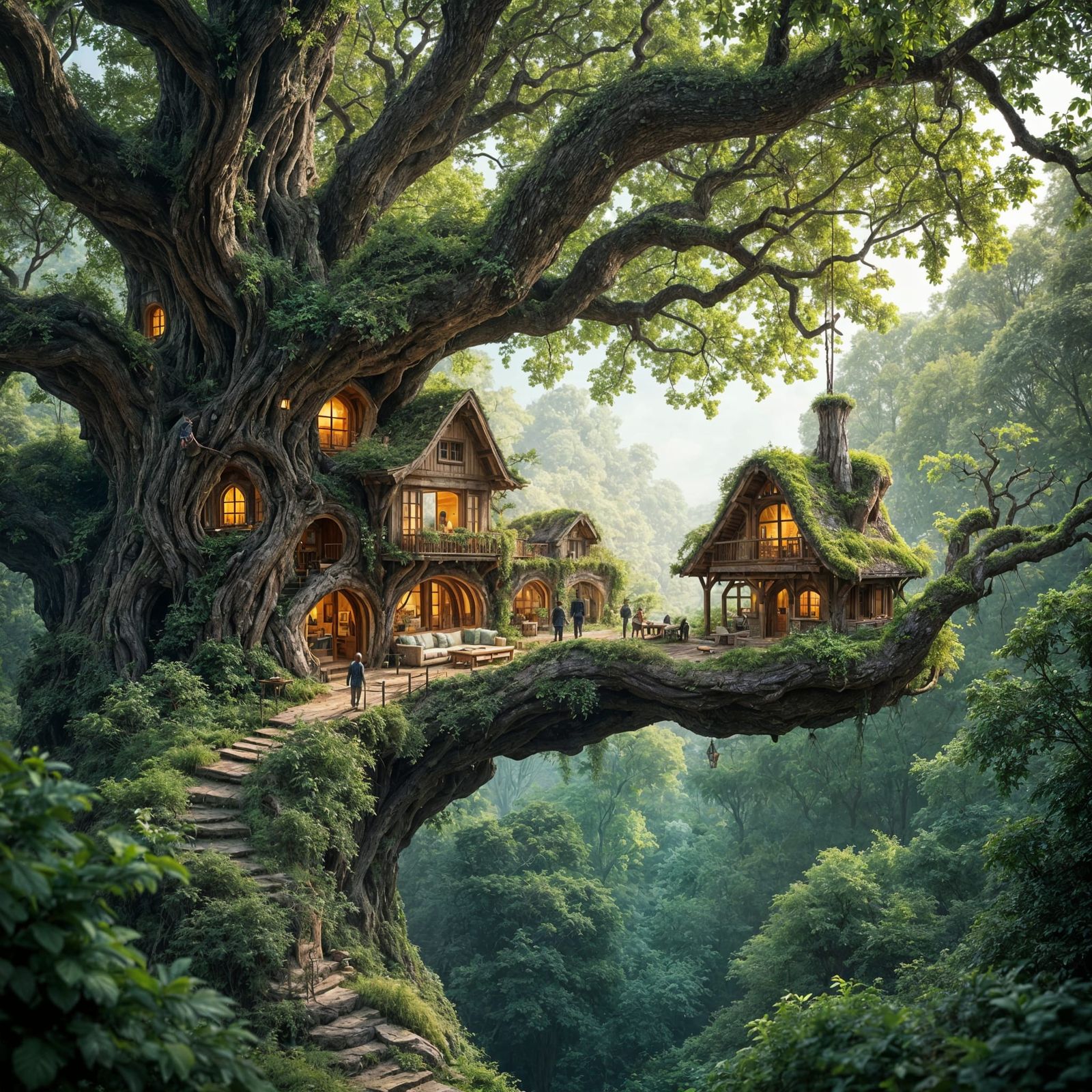 Magical Tree City with Miniature People