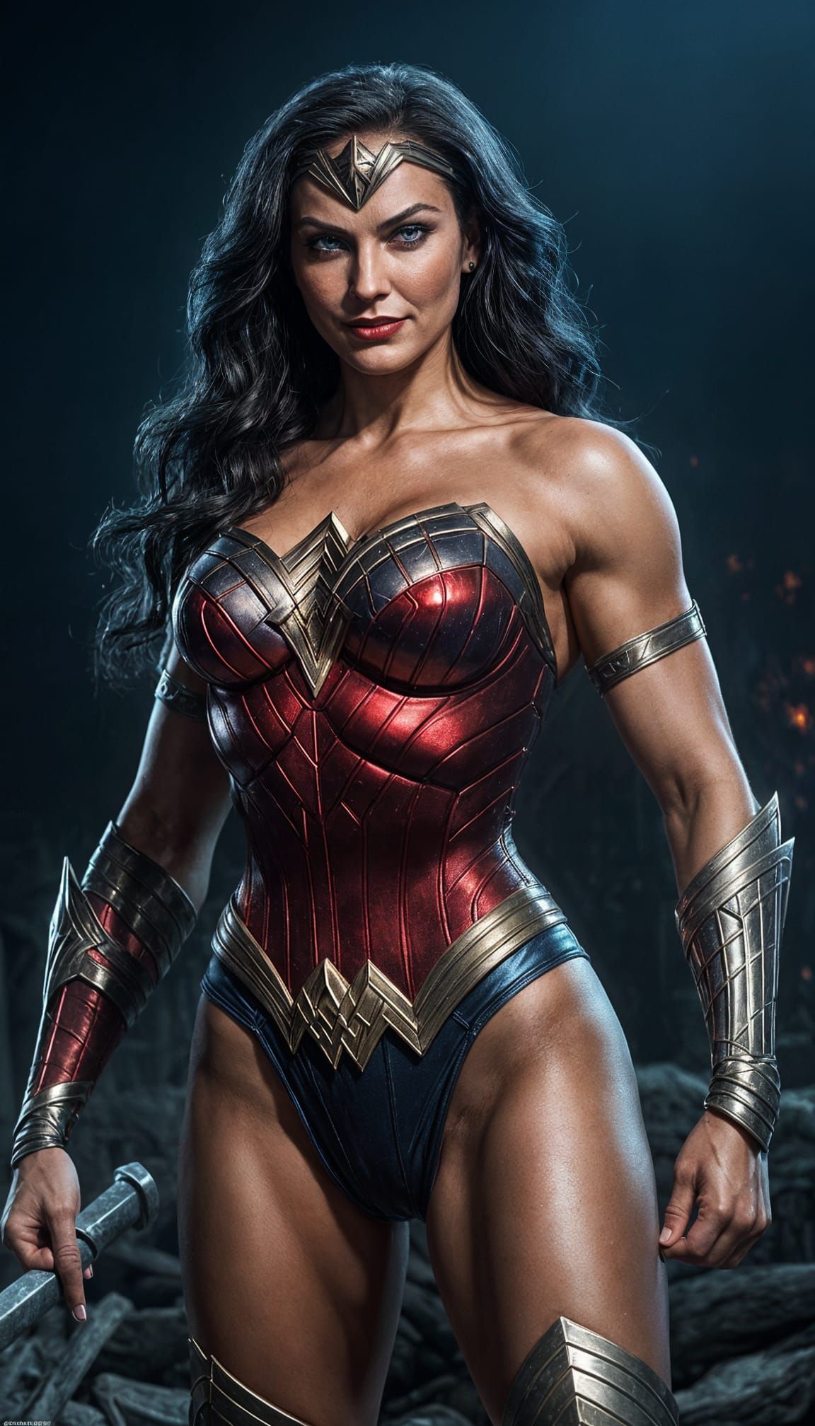 Sinister Wonder Woman with Menacing Gaze