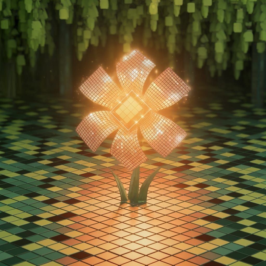 Majestic Square Flower Blooms in Vibrant Fantasy World