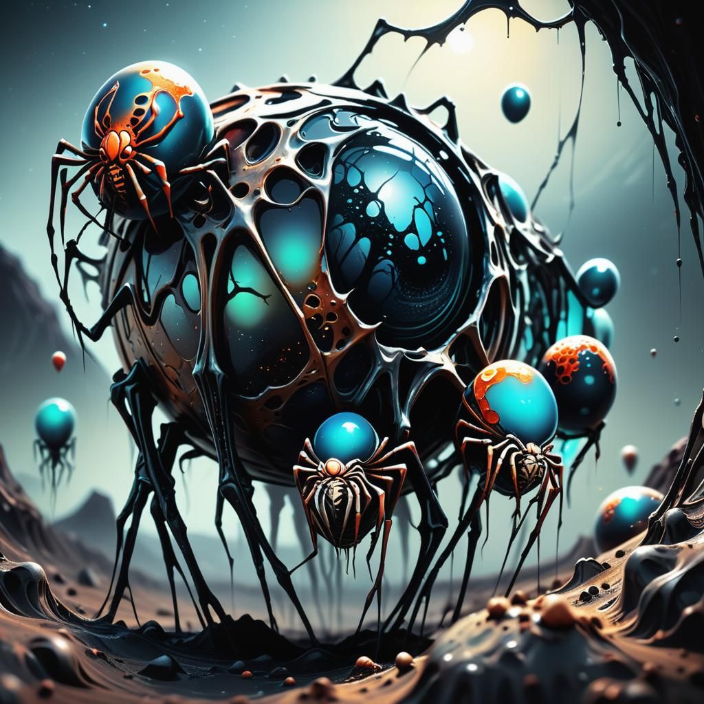 Venomous Alien Spider Eggs on Desolate Planet
