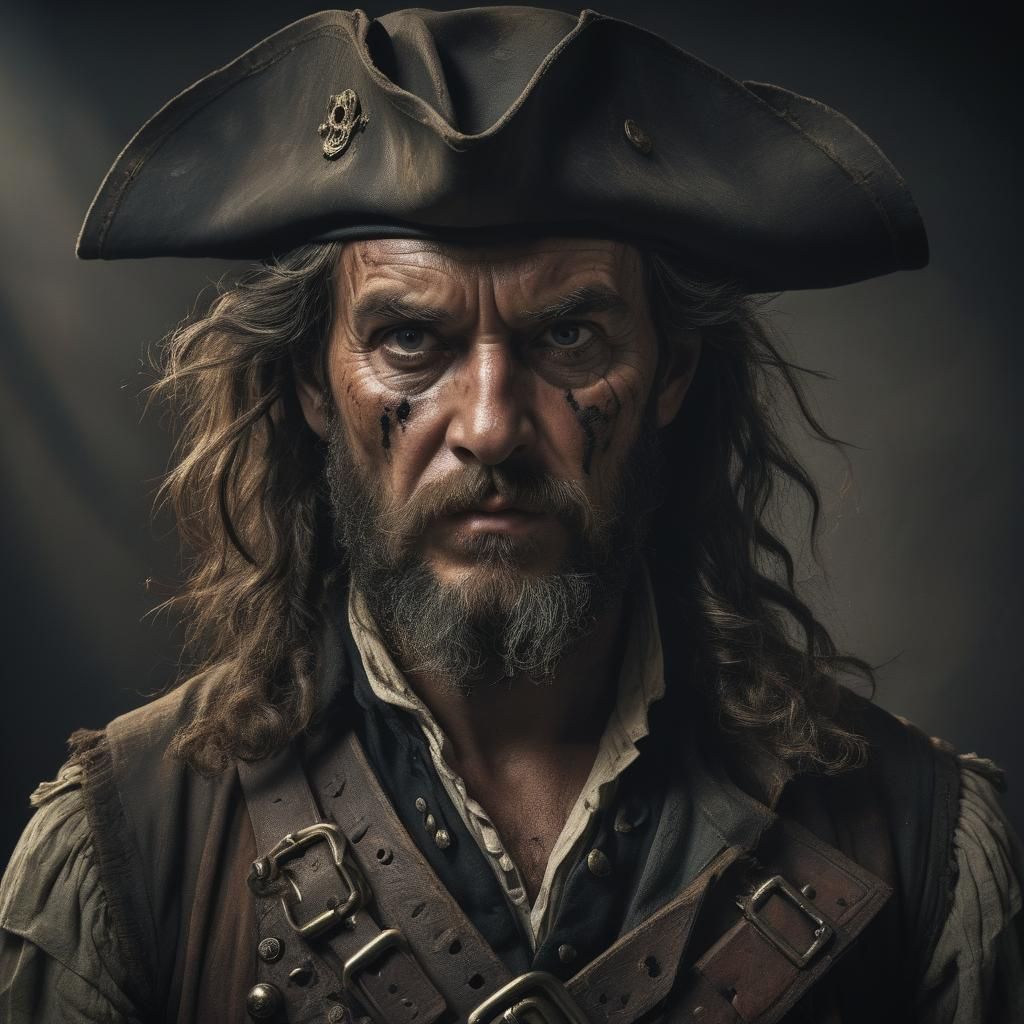 English Pirate Portrait in Rembrandt Style