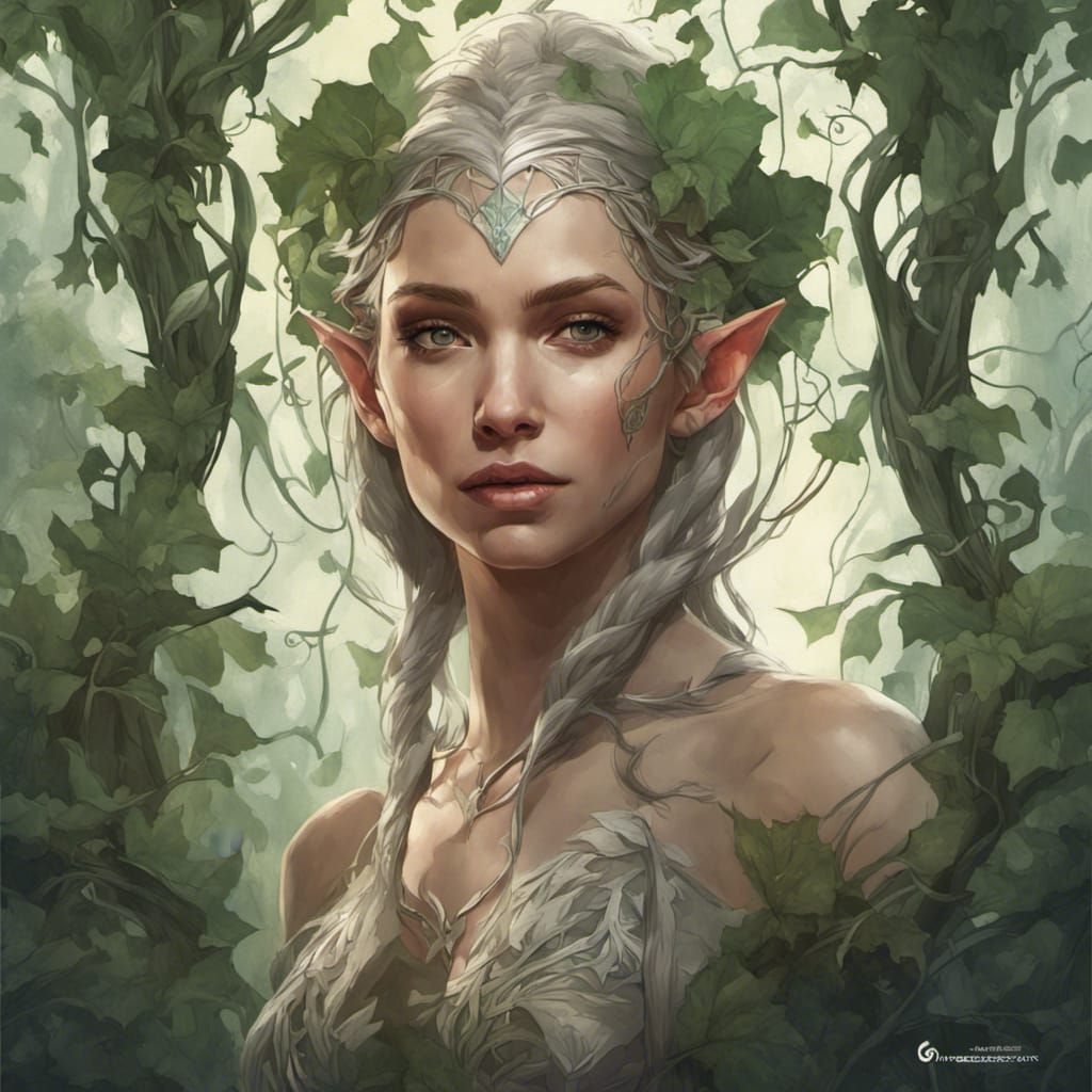 Elven Vine Portrait in Hyperdetailed Style