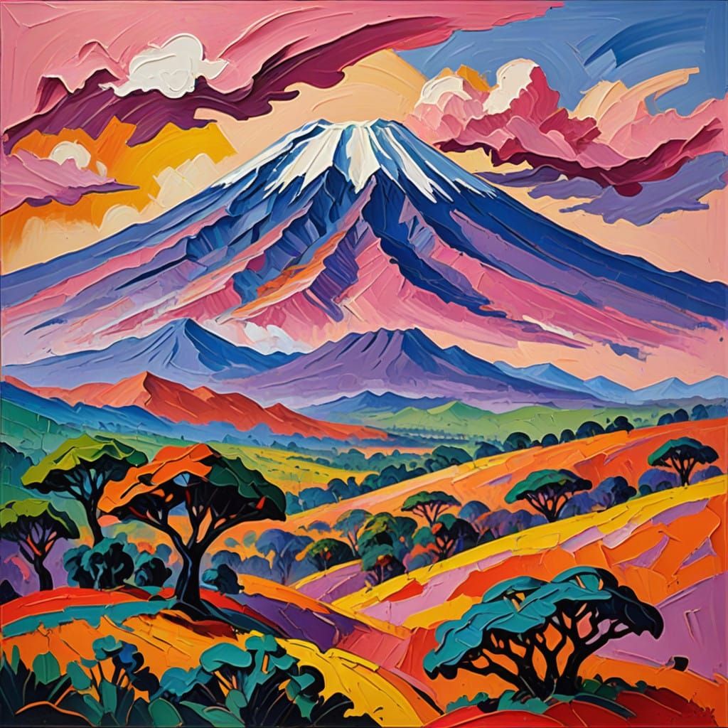 Snow-Crowned Kilimanjaro Rises Above the African Savannah