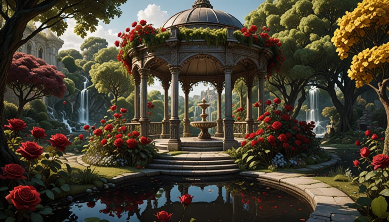 Ethereal Lovers Gazebo in Ancient White Marble