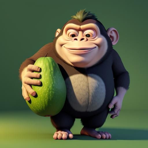 Nickacado Avocado as Cartoon Monkey in 3D