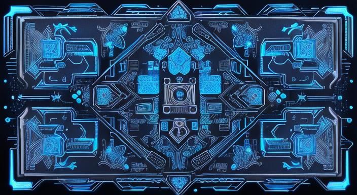 circuit board design electronic flowers, neon blue blues indigo and silvers, digital, acrylic and fine line sharpie mixe...