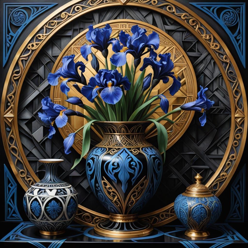 Elegant Goldenpunk Still Life in Oil Painting