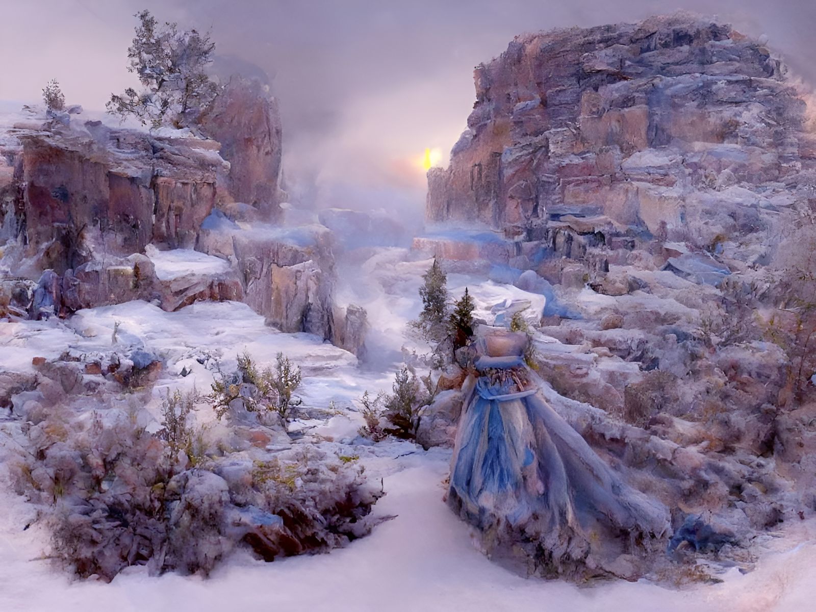Winter Grand Canyon Fantasy Art in Unreal Engine
