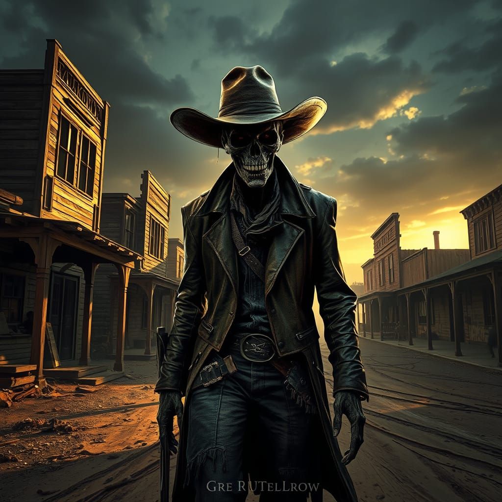 Undead Cowboy Strolls Through a Deserted Old West Ghost Town