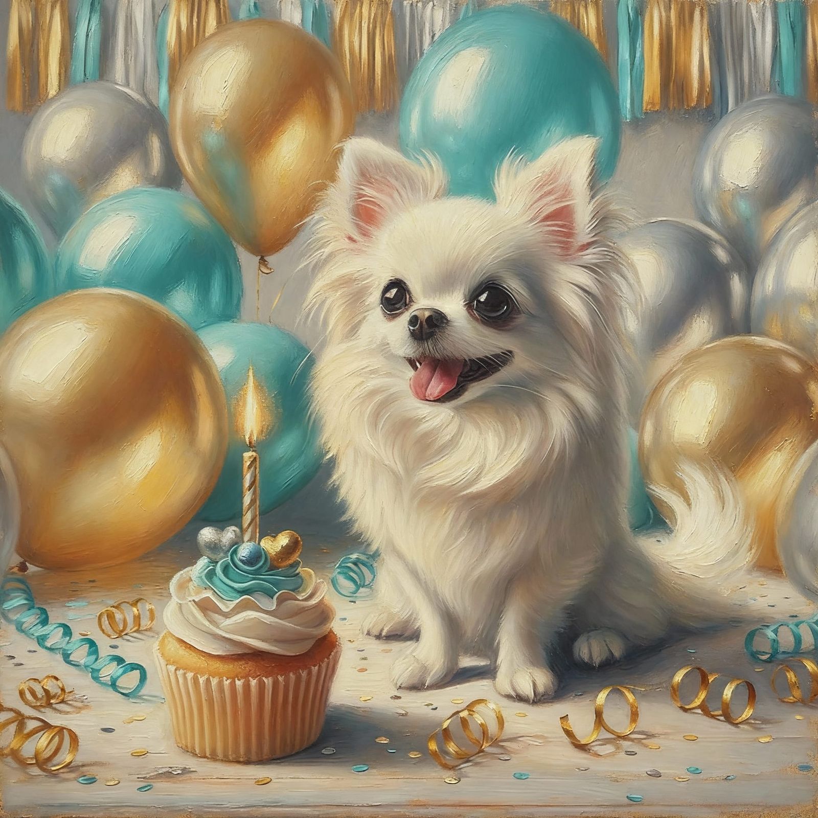 Joyful Chihuahua's Birthday Celebration Oil Painting