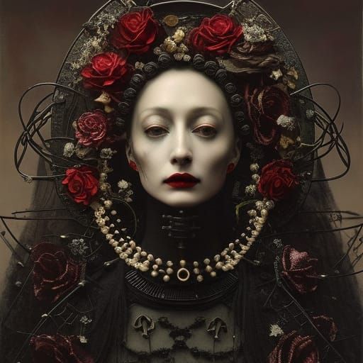 Mummified Victorian Lady in Haunted Attic: Horror Painting