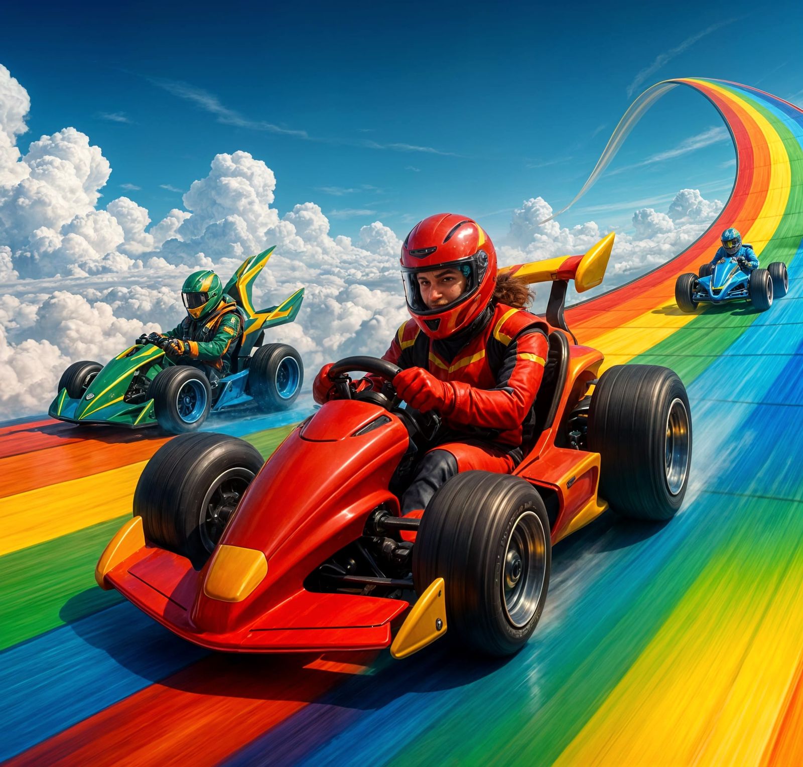 Rainbow Road Go-Karts Racing in the Sky