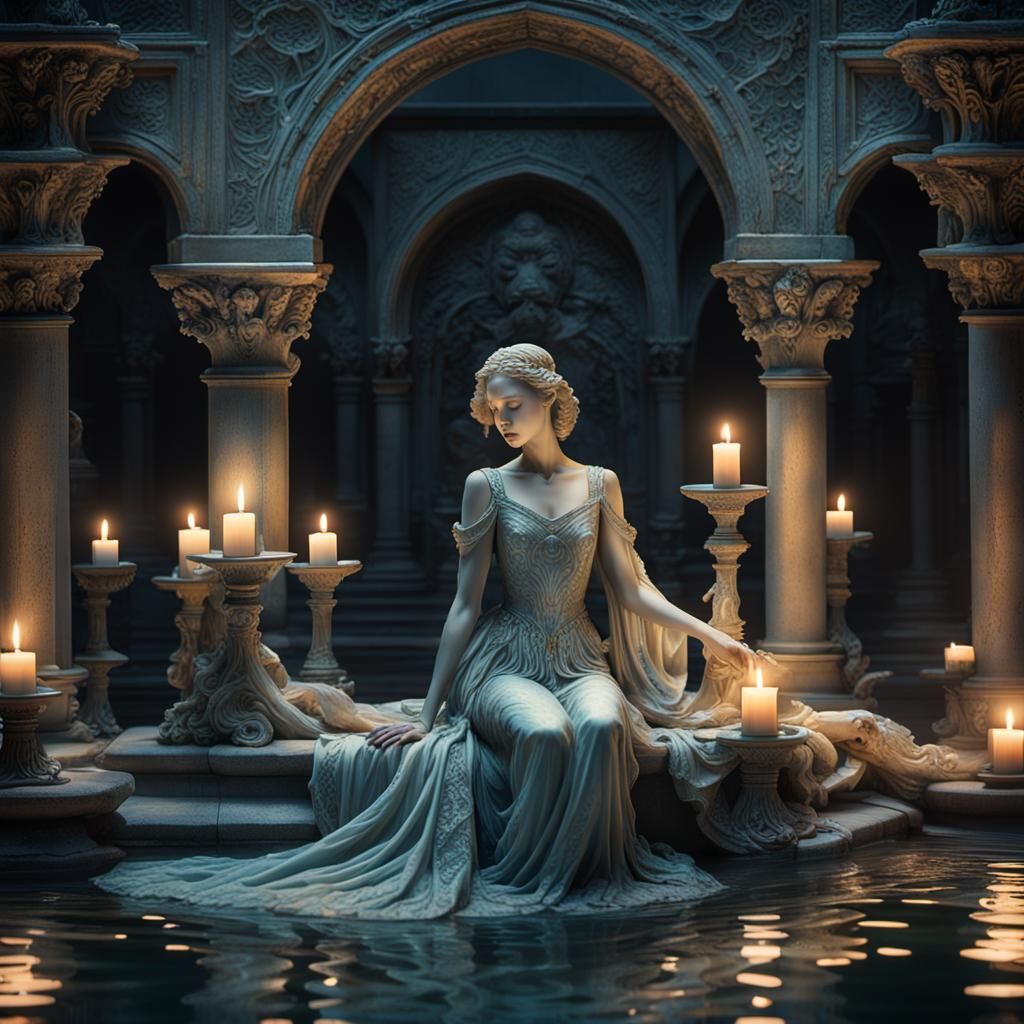 Sorrowful Woman with Wine Glass, Hyperrealistic Image