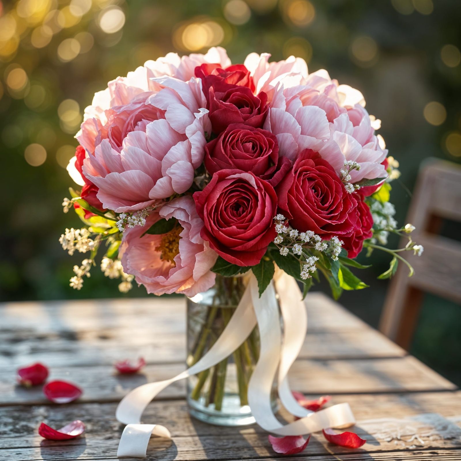 Blush Pink Peonies in Vintage Mercury Glass Vase