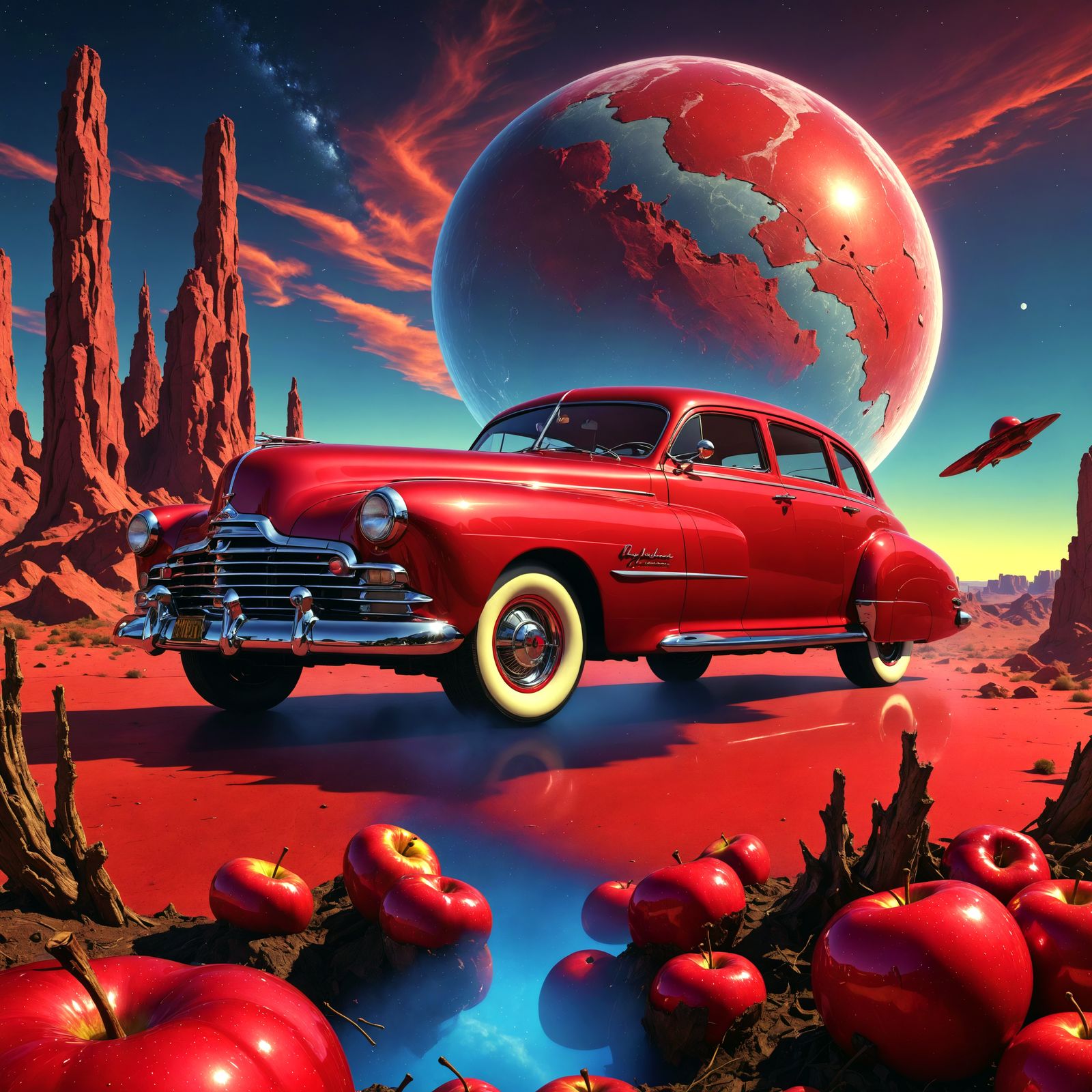 Surreal Hudson Car in an Alien Landscape