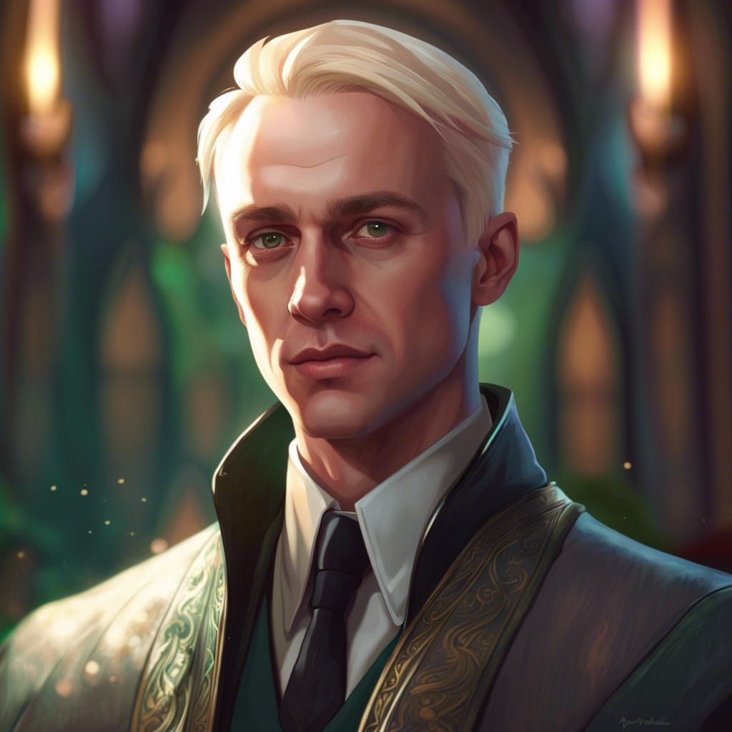 Draco Malfoy Portrait in Hyperdetailed Art Style