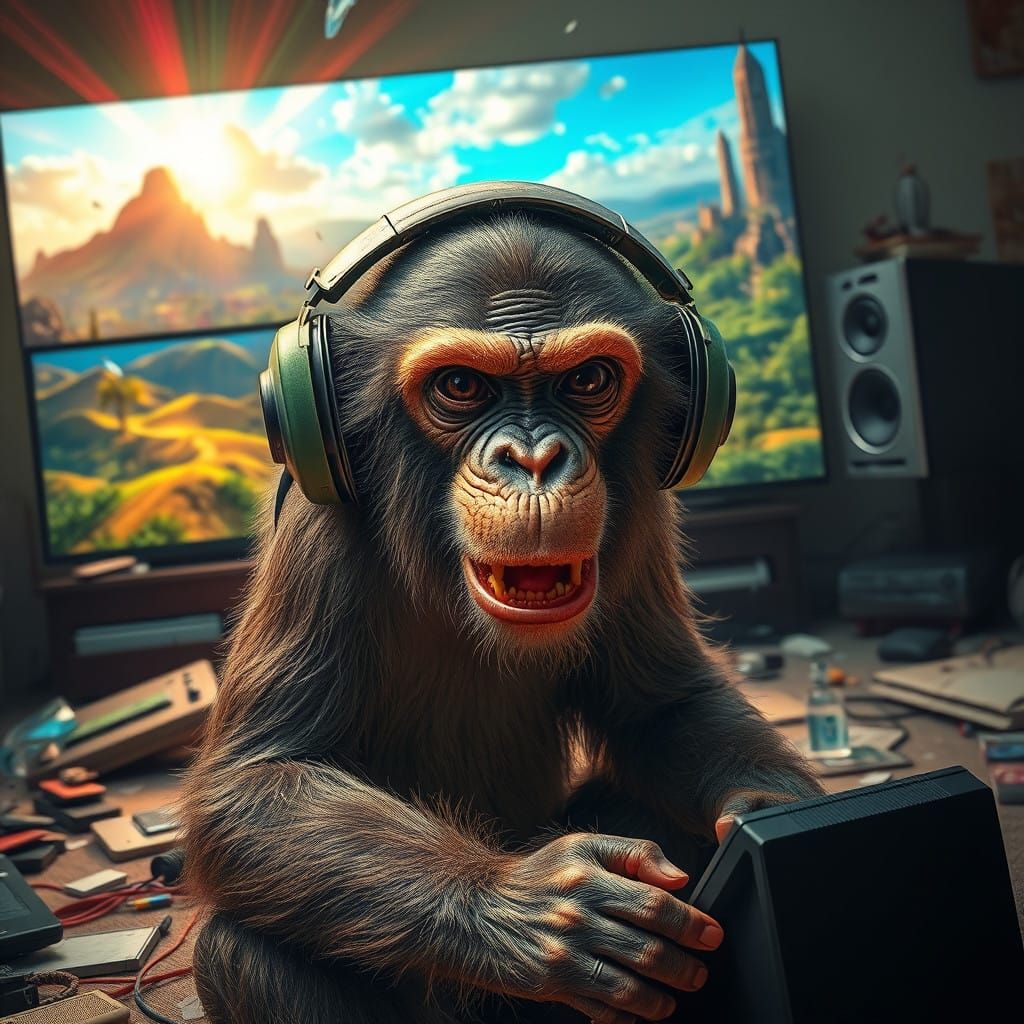 Monkey Teleported into Fantastical Game World