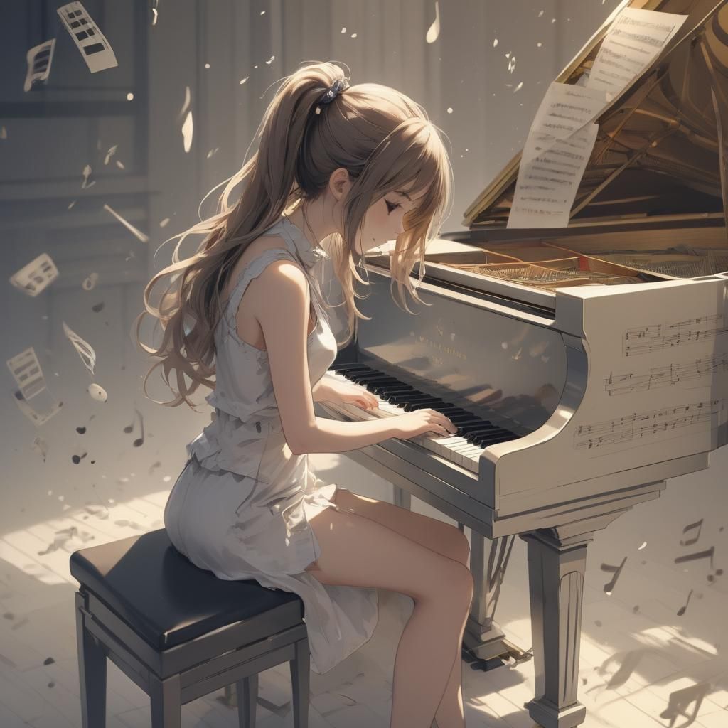 a girl playing the piano