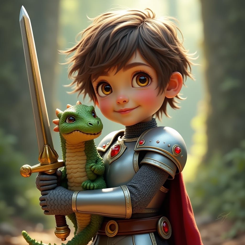 Whimsical Warrior Princess in Miniature Armor