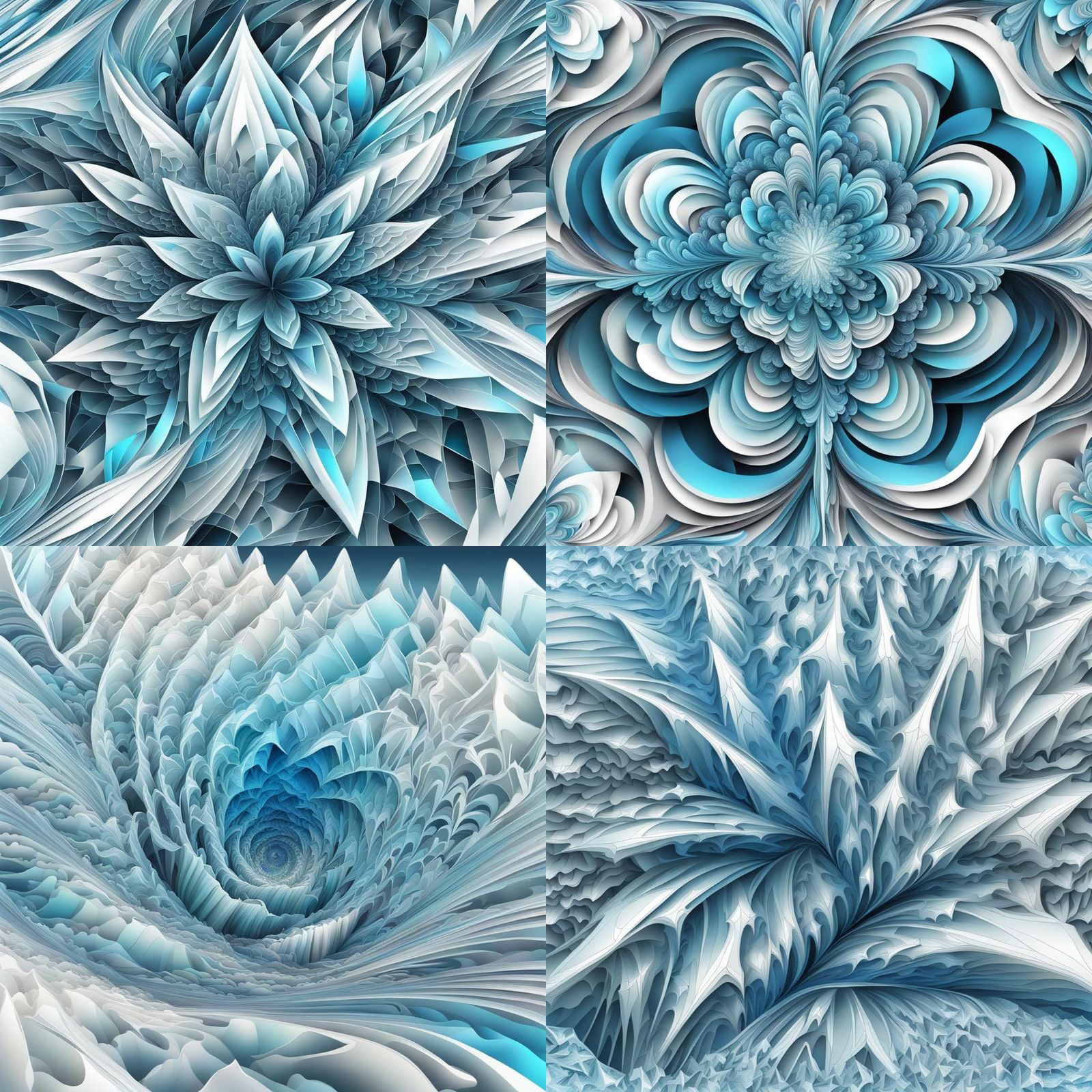 Abstract Ice Crystal Fractal with 3D Shading