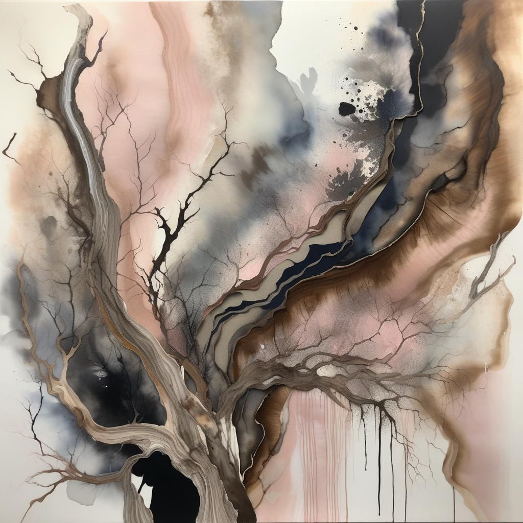 Abstract Collage with Smoke and Watercolor Textures