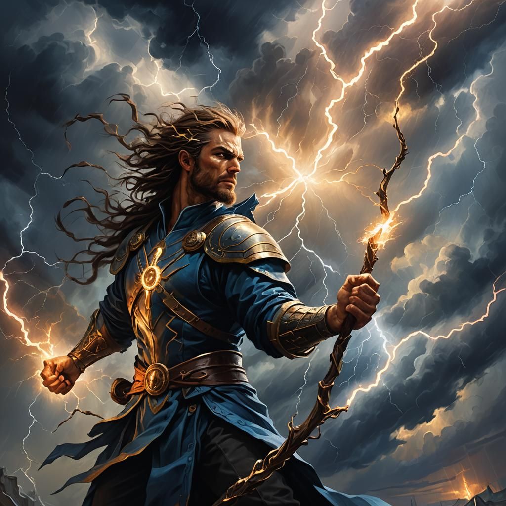 Glowing Magic Staff with Crackling Electricity