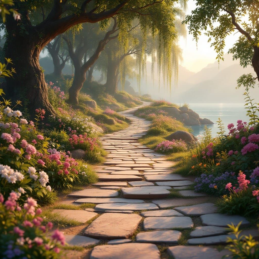 Dreamy Pathway Through Enchanted Landscape