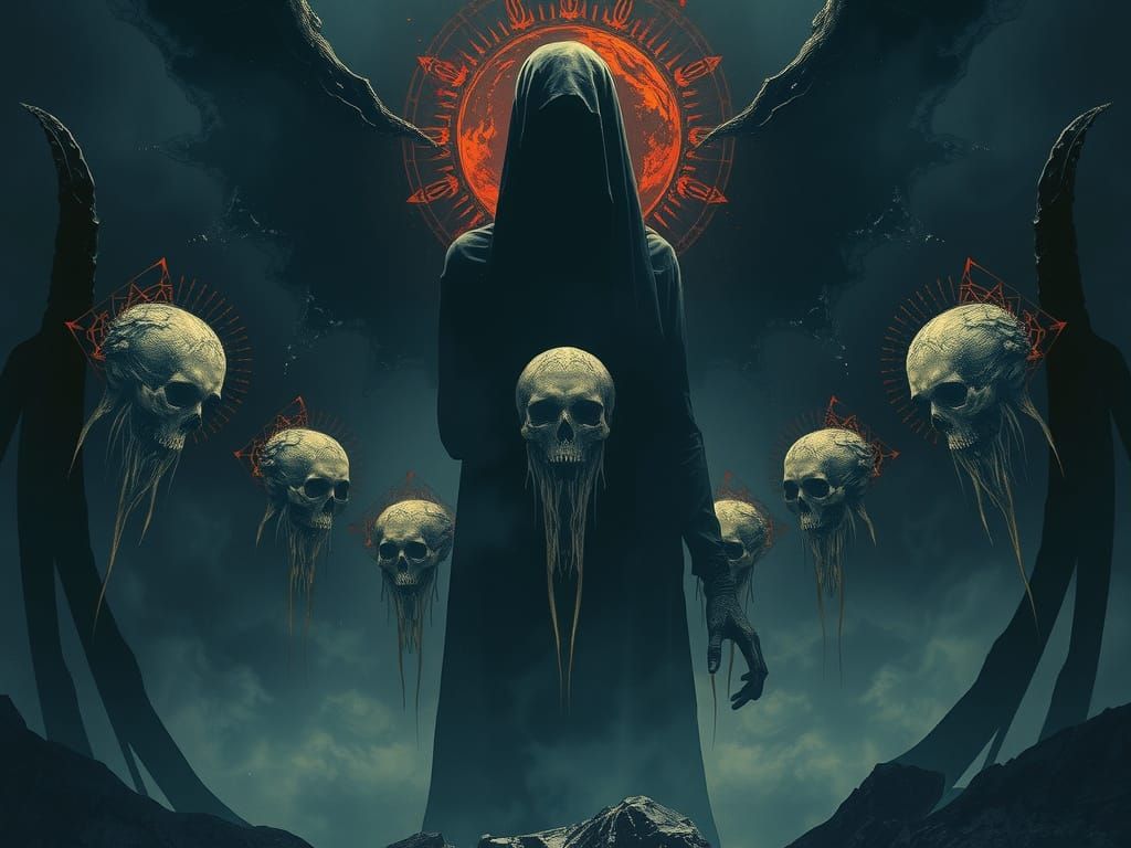 Cosmic Horror Death Silhouette in Gothic Surrealism