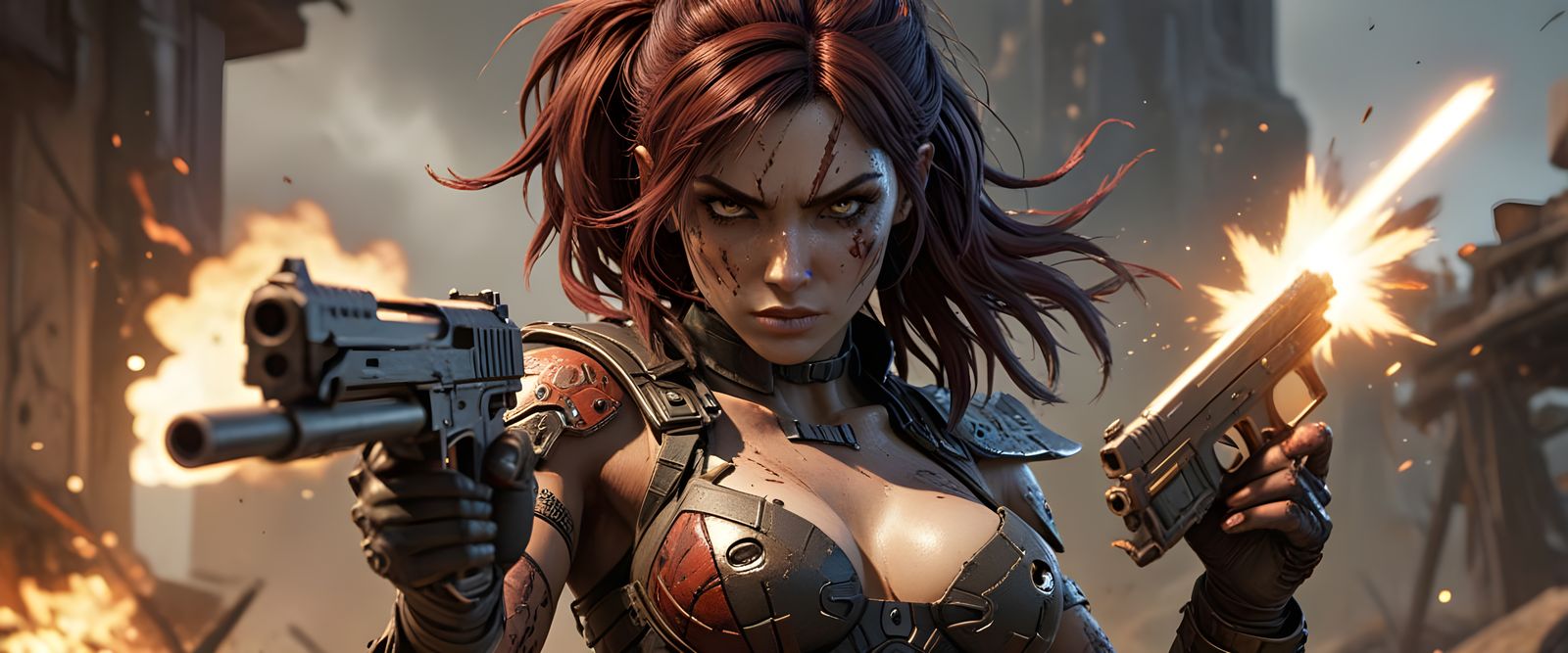 Lilith in Cyberpunk Action Gear, Armed and Ready