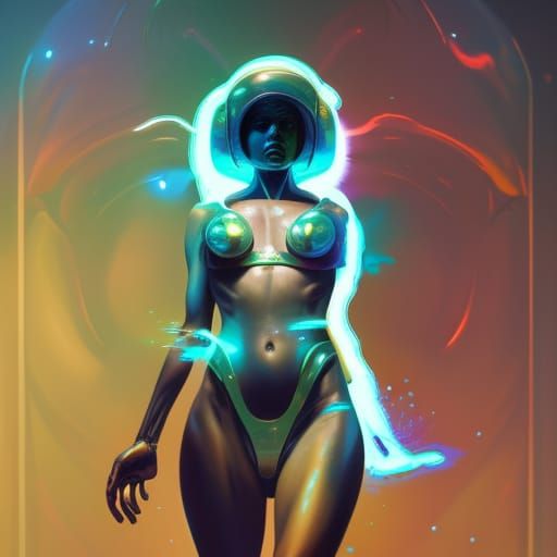 Hyperdetailed Alien Portrait in Synthwave Style