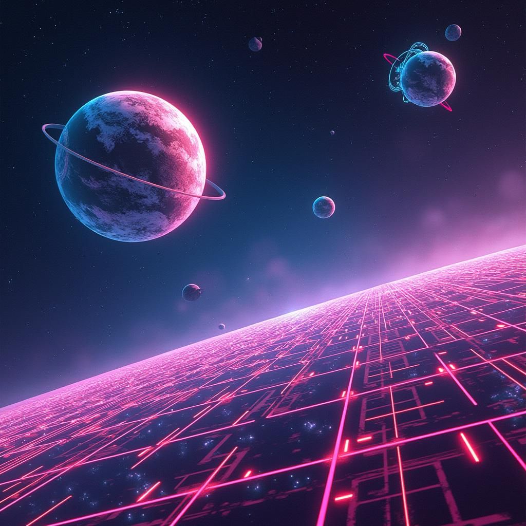 Neon Galaxy: Synthwave Planets in Retrofuturistic Space