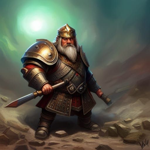Hyperrealistic Dwarf Fighter Cleric Concept Art