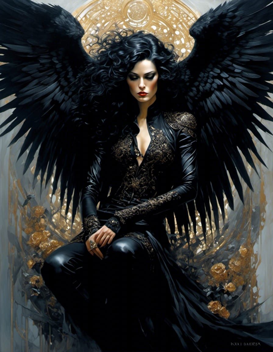 Fallen Angel in Dark Goth Digital Painting